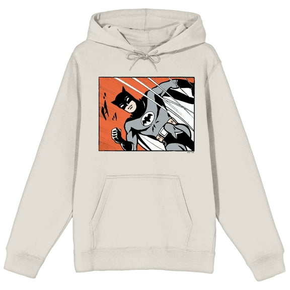 Batmanga Batman Running Long Sleeve Sand Adult Hooded Sweatshirt-Medium