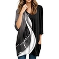 thumbnail image 5 of WTOBBY Women's Fashion Casual Retro Geometric Print V-Neck Mid-Length Tunic Tops with Pockets, 3/4 Sleeve Blouses, Daily Use Comfort Shirt,Black L, 5 of 5