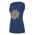 thumbnail image 2 of Gibobby Blusas sueltas básicas con estampado de cuello redondo para mujer(Azul,M), 2 of 3