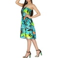 thumbnail image 2 of HAPPY BAY Women's Summer Boho Beach Backless Smocked Mini Swing Dress Tube Top Strapless Dresses for Women L-XL Turquoise, Island View, 2 of 3
