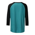 thumbnail image 5 of Htigea Women's 3/4 Length Raglan Sleeve Shirts Casual Loose Fit Pullover Color Block Baseball Tee Tunic Crewneck Top Light Blue,M, 5 of 5