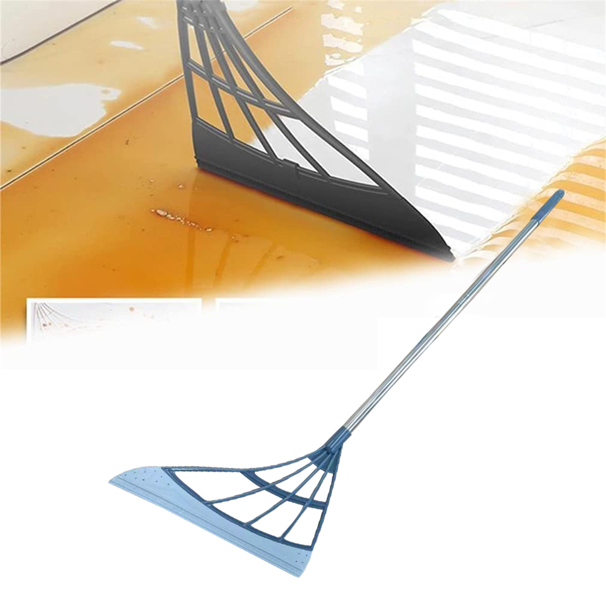 UKETO 2PCS Multi-Function Magic Scraper Broom,2-in-1 Sweeper?Multi-Functional Length Adjustable Magic Broom Wiper?Multifunctional Magic Broom to Clean Floor Surface Gray