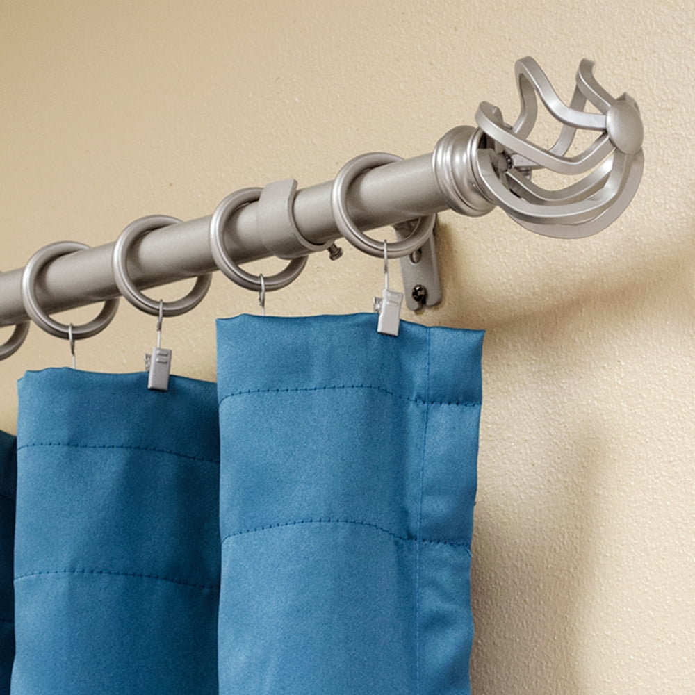 Lumino 1" Nickel Prima Cage Adjustable Single Curtain Rod Set, 42"-120"