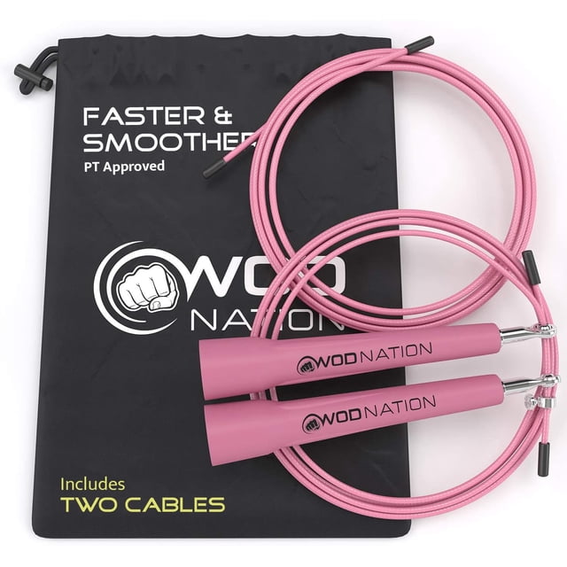 Cuerda para saltar ajustable de acero aleado rosa WOD Nation