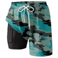 thumbnail image 4 of Telankuip Camouflage Colour Swim Shorts for Men Summer Stylish Elastic Waisted Drawstring Swim Trunks with Compression Liner Comfortable Quick Drying Lined Pocket Beach Shorts 6-Green XXXXL, 4 of 4