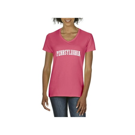 State Womens V-neck - Pennsylvania State Flag Women V-Neck T-Shirt