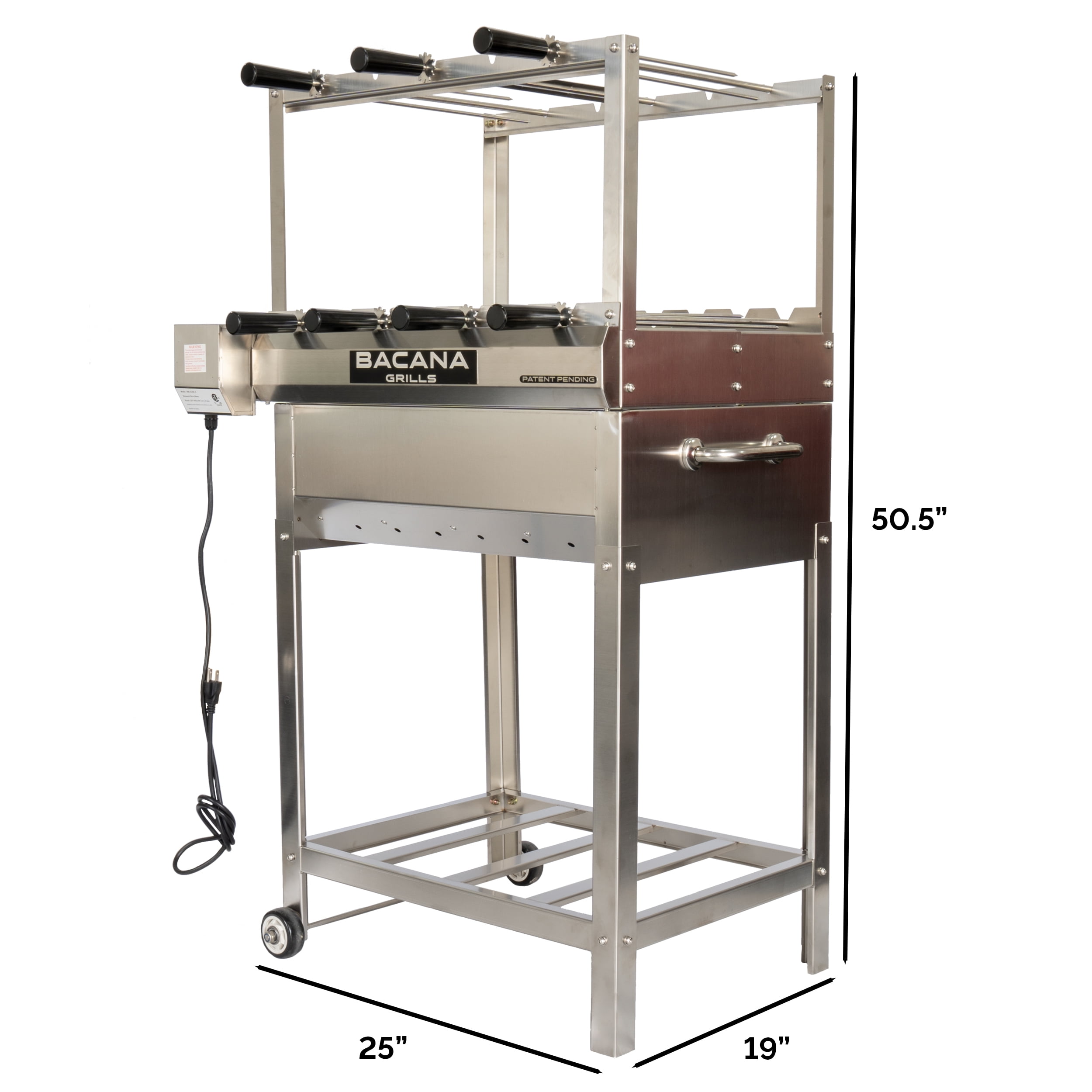 Charcoal Brazilian Electric Rotisserie Grill - 7 skewers - Churrasco - Stainless Steel BBQ