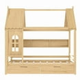 thumbnail image 4 of Bellemave Full Size House Bed with Storage Drawers, Wooden Montessori Bed with Shelves and Fence Rails, Full Bed Frame with Window for Bedroom, No Box Spring Needed,Natural, 4 of 8