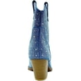 thumbnail image 4 of Forever Women Cowgirl Cowboy Western Ankle Boots Pointy Toe Rhinestone Bling Short Booties RIVER-01 Blue Denim 7, 4 of 5