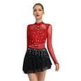 thumbnail image 1 of HULIJA Robe de Patinage Artistique pour Femmes Manches Longues en Mesh avec Strass Compétition de Ballet Bourgogne TG, 1 of 7