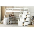 thumbnail image 4 of Harper & Bright Designs Twin Size Loft Bed with Desk, Staircase and Shelves, White, 4 of 12
