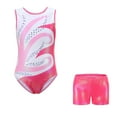 thumbnail image 7 of Girls Gymnastics Leotard for Kids Sleeveless Ballet Dance Wear with Bodyshorts and Hair Scrunchie 5-12 Years, 7 of 7
