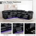 thumbnail image 2 of GOOEEN 6-Seater Electric Recliner Sofa Modern Faux Leather Living Room Set Black, 2 of 8