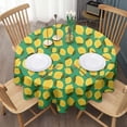 thumbnail image 3 of Yellow Lemon Fruit Dots Green Pattern Round Tablecloth 60"x60",Wrinkle Wipeable Table Cloth for Kitchen Dining Room Picnic Patio Party, 3 of 6