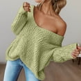 thumbnail image 4 of Pullover Sweaters for Women 2025 Long Sleeve V Neck Oversized Plain Knitted Sweater Jumper Tops Fall Outfits, 4 of 8