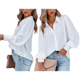 thumbnail image 3 of Blusa de Larga con Botones y Estampado de Farol para Mujer, Estilo Casual, 2025 L, 3 of 7