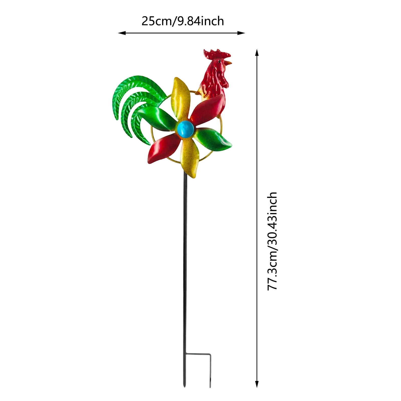 Garden Wind Spinner Outdoor, Metal Wind Sculpture for Patio and Pathway, Decorative Lawn Ornament with Ground Stake, Yard Art for Garden and Backyard, Chicken