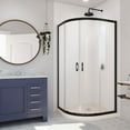 thumbnail image 5 of Prime 38 Inch x 74-3/4 Inch Semi Frameless Frosted Glass Sliding Shower Enclosure in Chrome with Black Base Kit, 5 of 15