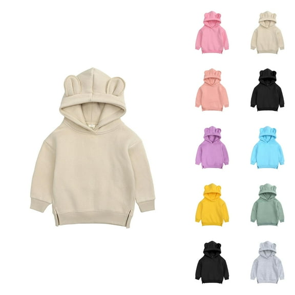 Toddler Baby Boys Girls Cute Ear Solid Hoodie Sweatshirt Top Boys Fashion Zip Up Hoodie Boys