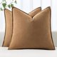 thumbnail image 1 of wonima44 MIULEE Decorative Linen Euro Sham Pillow Covers 22x22 Inch Brown Boho Farmhouse Neutral Couch Throw Pillows for Bed Pack of 2 Accent Modern Pillowcase Sofa Livingroom Home Decor, 1 of 1