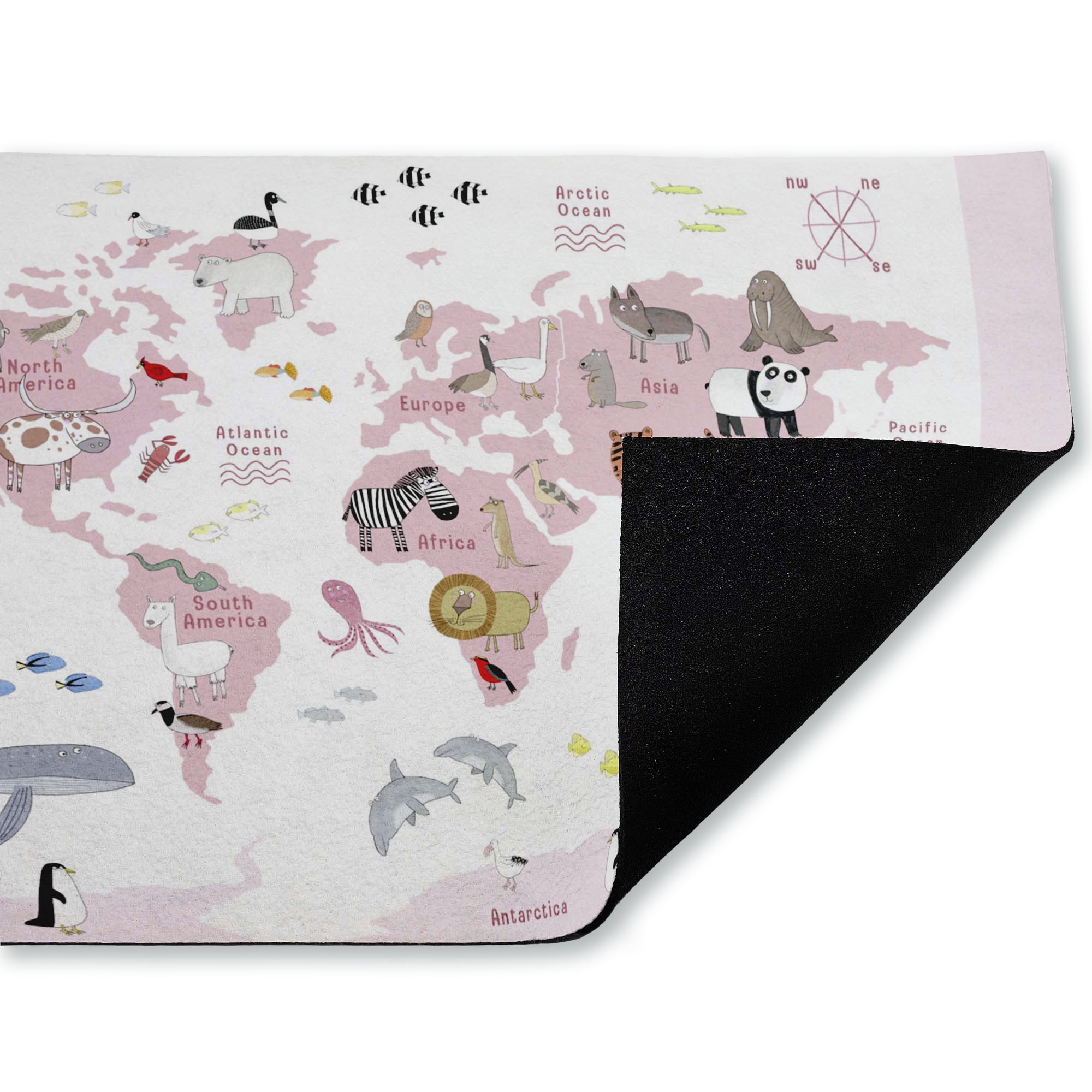 Stupell Industries Pink World Animals Map Printed Outdoor Door Floor Mat, design by Carla Daly