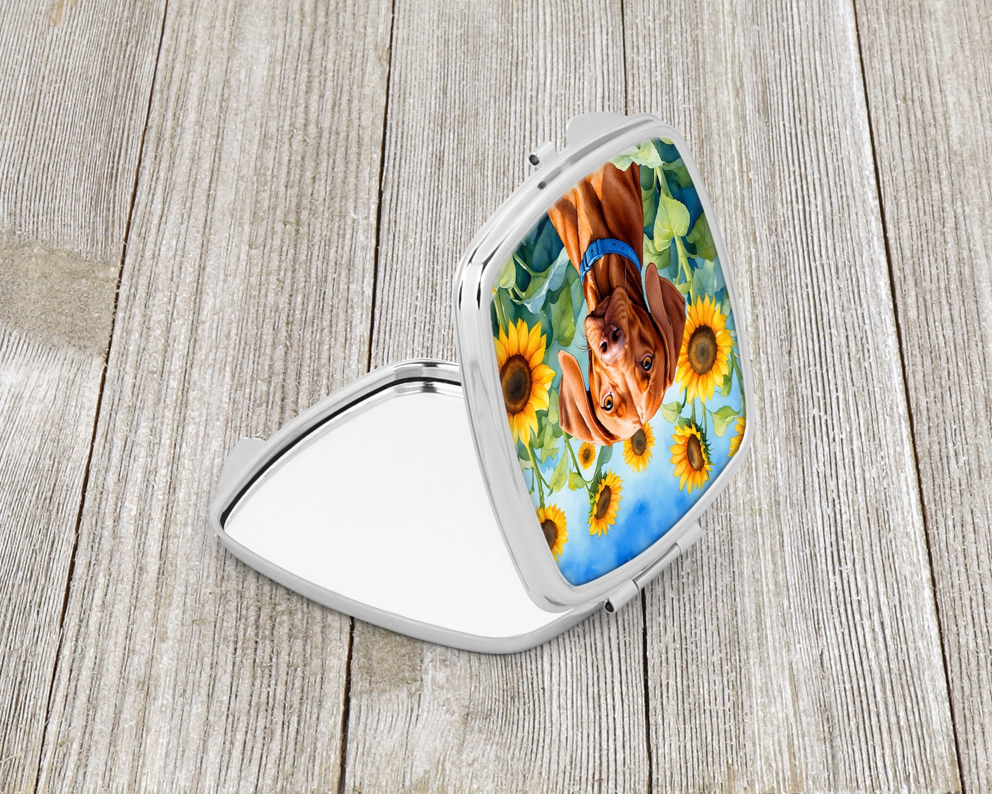 Vizsla in Sunflowers Compact Mirror 2.75 in x 3 in