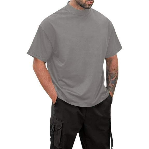 Sngxgn Men's Short Sleeve T-Shirt Performance Activewear(Grey,L)