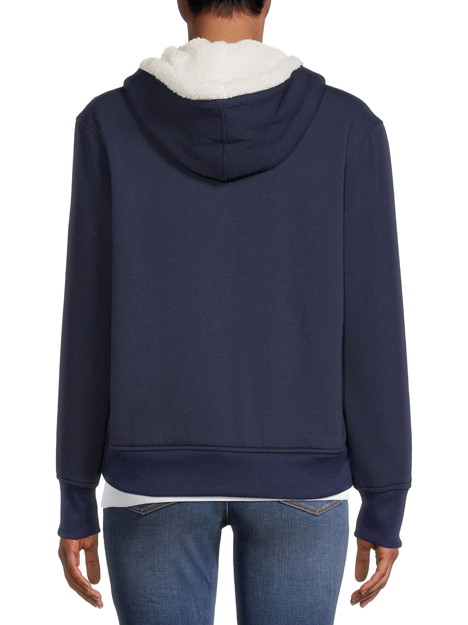 Time and Tru Women's and Plus faux shearling-Lined Sport Hoodie
