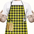 thumbnail image 2 of Yellow Black Checkerboard Checkered Pattern Apron-Garden Aprons for Women with Pockets-Cotton Linen Waterproof Kitchen Cooking Gardening Aprons Adjustable for Kitchen,Cooking,BBQ and Salon 33x27 Inch, 2 of 7