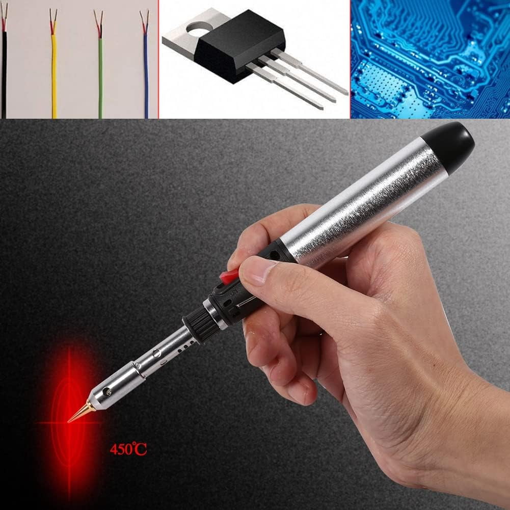 CATPAN Cordless Butane Soldering Iron, Gas Welding Heat Pen Torch Mini Cooking Blower Temperature Tool Professional Portable Solder Kit Precision Electronics Jewelry Maintenance Vehicle Repairing