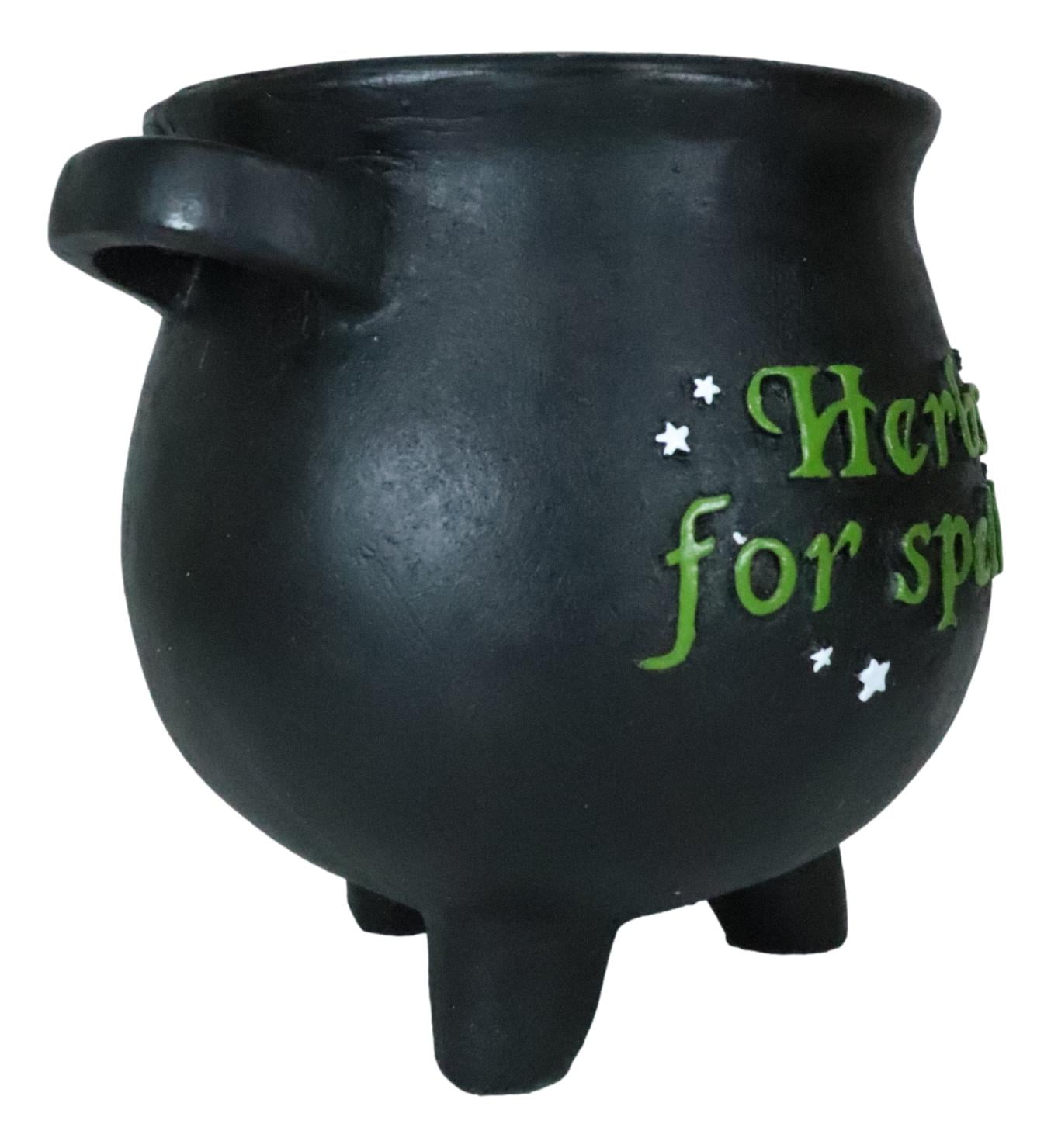 Green Thumb Witch Gardening Black Herbs For Spells Cauldron Planter Pot 7.5"D