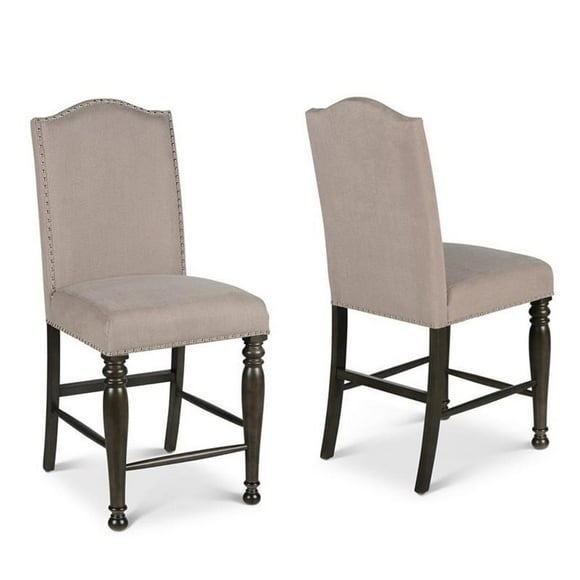 Bowery Hill Retro Harbor Gray Counter Chair with Light Stone colored fabric (Set of 2)