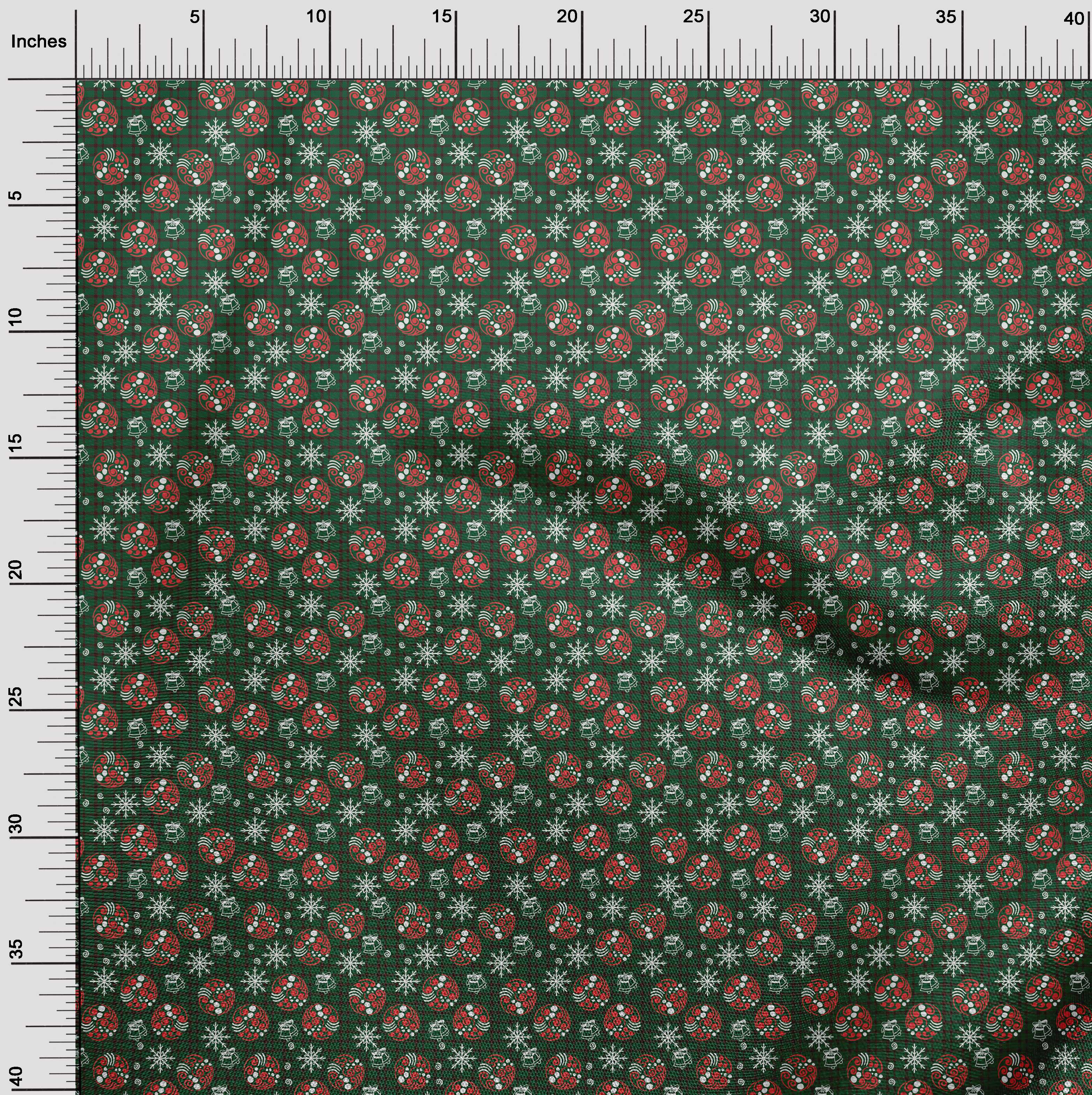 oneOone Cotton Cambric Green Fabric Christmas Sewing Material Print Fabric By The Yard 42 Inch Wide