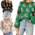 thumbnail image 2 of Pull de Noël pour Femmes avec Motif de Renne Manches Longues Col Rond Décontracté pour Fêtes, 2 of 8