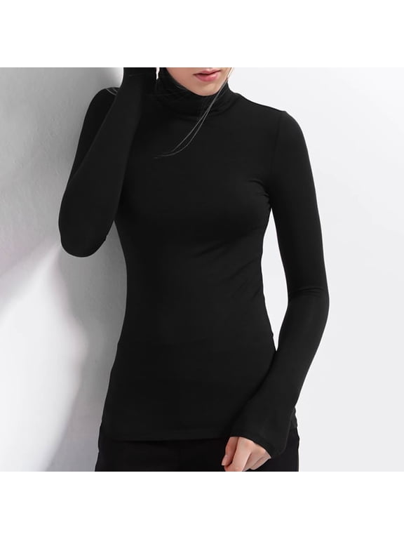 Turtleneck Women Turtle Neck Long Sleeve Shirts For Women Basic Lightweight Based Layer Thermal Underwear Tops Shirts Thermal Shirt Pack Thermal Top Women Cold Weather Womens Thermal Shirt Mens Ski