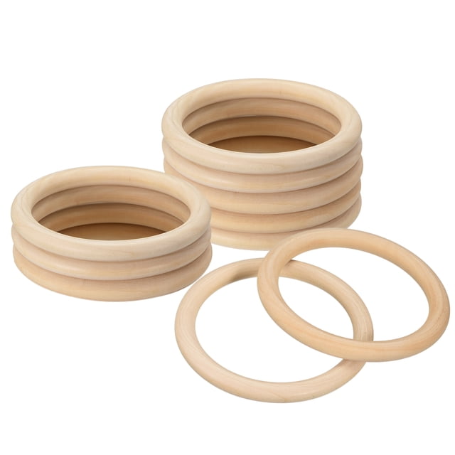 Uxcell 10 Paquete 3.94" Anillos de Madera Natural, 10mm de Grosor Círculos de Madera Sin Terminar