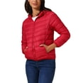 thumbnail image 4 of INSPIRE CHIC Women's Short Down Coat Packable Hooded Puffer Jacket Winter Ultra Light Outerwear 3XL Red, 4 of 5