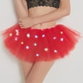 thumbnail image 3 of FRSASU Women's Light-Up Rainbow 5-Layer Mesh Tutu Skirt Ballroom Skirts Rave Glow Dance Ballet Skort Red, 3 of 4