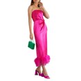 thumbnail image 1 of Txlixc, vestido largo de Color liso para mujer, vestido sin tirantes con dobladillo con adorno de felpa, vestido con abertura en la espalda, vestido doche con espalda descubierta en el pecho Txlixc  Estilo de ocio, 1 of 5