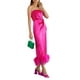 thumbnail image 1 of Txlixc, vestido largo de Color liso para mujer, vestido sin tirantes con dobladillo con adorno de felpa, vestido con abertura en la espalda, vestido doche con espalda descubierta en el pecho Txlixc  Estilo de ocio, 1 of 5