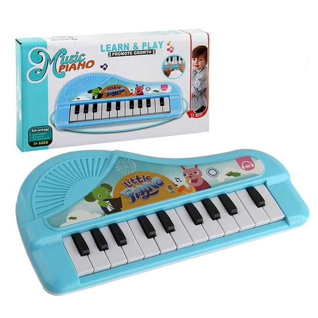 Mini Piano Toy Birthday Gift Musical Piano Toy Teaching Musical Instrument Multi-function Keyboard with 13 Keys for Girl Boy Blue