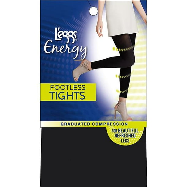 Leggs 00074200963748 Energy Collection Opaque Footless Tights, Black -  Large 