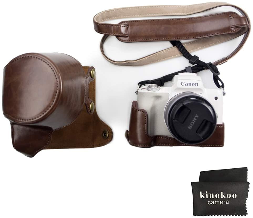Buy kinokoo EOS M50/M50 Mark II Case, PU Leather Cover Bag Protective Case  for Canon EOS M50 (15-45mm) / M50 Mark II (15-45mm) Camera with Shoulder  Strap Brown Online at desertcartUAE