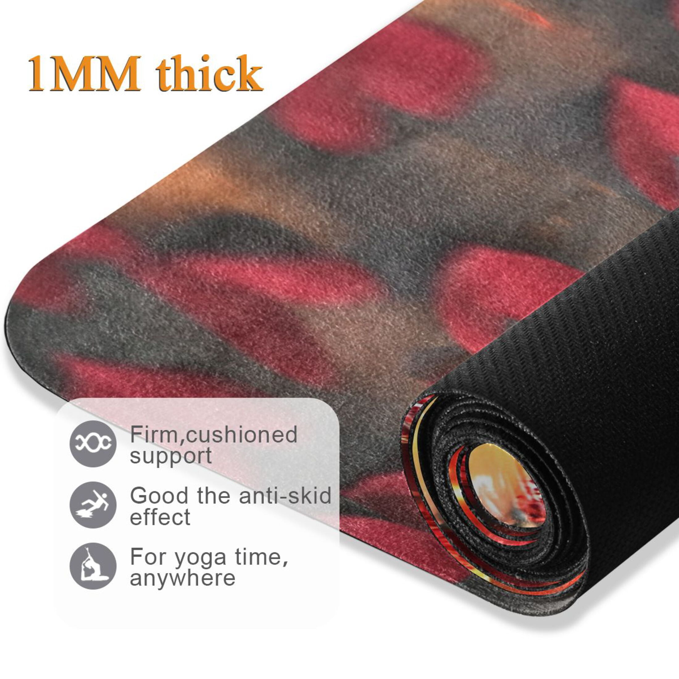 BZSMCE Yoga Mat Women Red Candles with Roses Hearts Fitness Mat