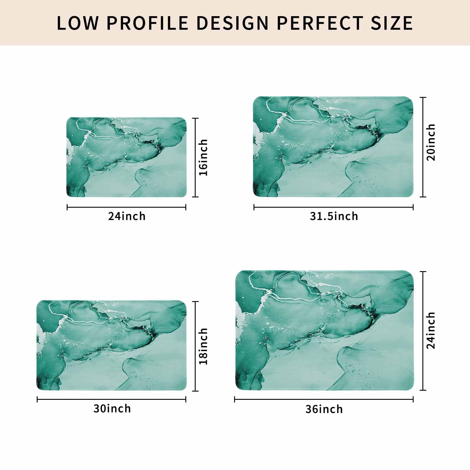 Turquoise Marble Doormat Outdoor Entrance 20"x31.5", Nature Marble Stone Ripple Modern Art Absorb Moisture Dirt Door Mats, Non-Slip Rubber Backing Floor Mats Indoor, Low-Profile Front Door Rugs