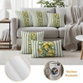 thumbnail image 6 of Sage Green Stripes Outdoor Waterproof Pillow Covers, Summer Spring Botanical Lemon Leaves Decorative Square Throw Pillowcase Sofa Cushion Sham for Patio/Couch/Chair, 16"x16" 2 Pack, 6 of 8