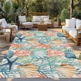 thumbnail image 2 of Coastal Beach Outdoor Rug 3x5 Ft - Reversible Patio Rug Outdoor Camping Rugs, Nautical Summer Coral Starfish Shell Washable Indoor Outdoor Area Rugs, Non-Slip Outdoor Carpet Runner for Deck/Porch, 2 of 8