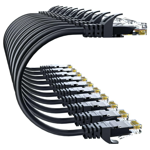 Cable Ethernet de 10 Gbps, Cat6, 0,6 m, 10 unidades, negro, 10 Gsupxsel