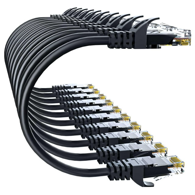Cable Ethernet de 10 Gbps, Cat 6, 1 pie, 10 unidades, negro, 10 Gsupxsel