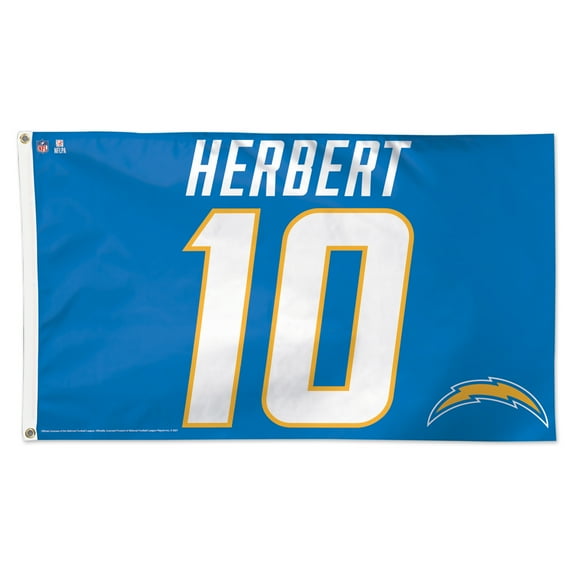 WinCraft Justin Herbert Los Angeles Chargers 3' x 5' Single-Sided Deluxe Name & Number Flag